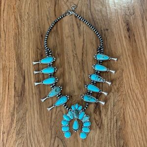 Turquoise squash blossom necklace